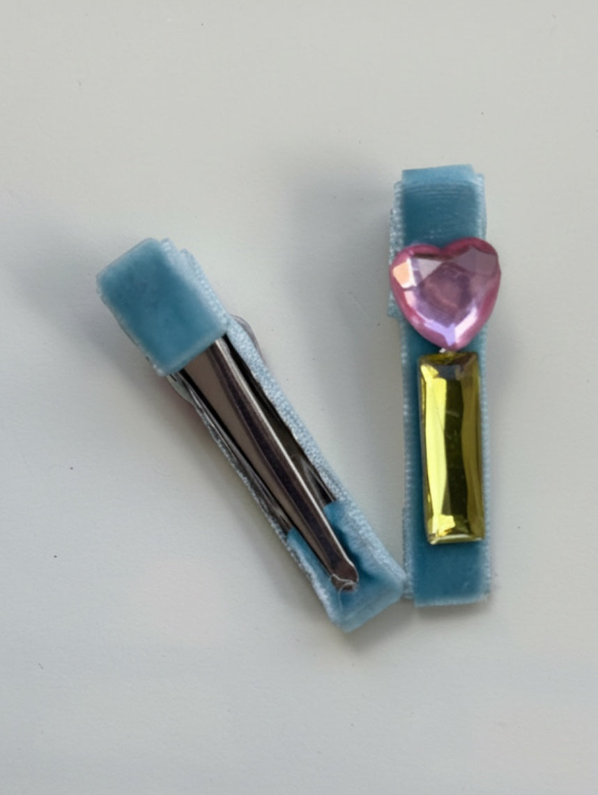 The Heart Gem Velvet Hair Clips