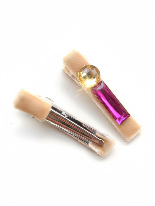 The Caramel Candy Gem Velvet Hair Clips